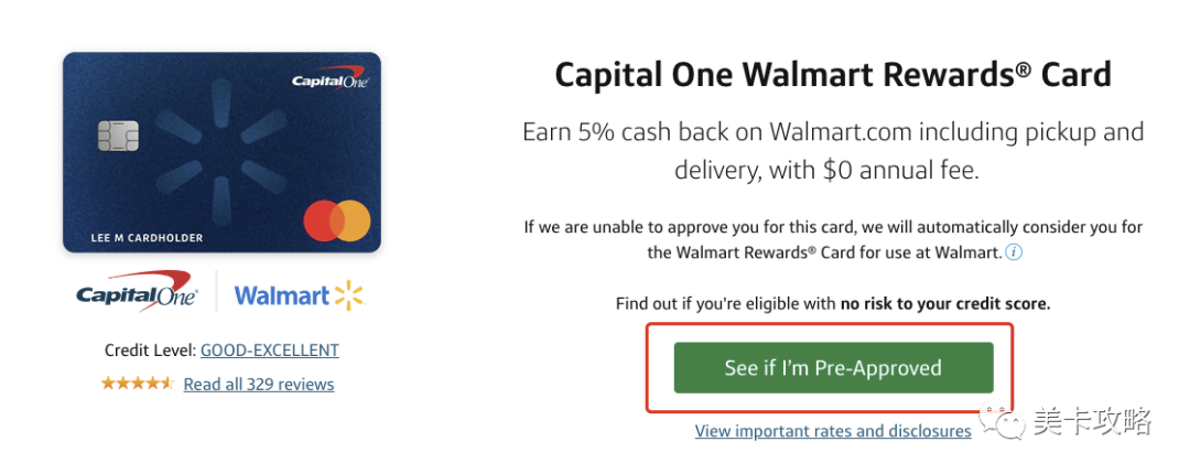 「部分网购只有1%；Pre-approved大法不太灵了】Capital One Walmart Rewards信用卡