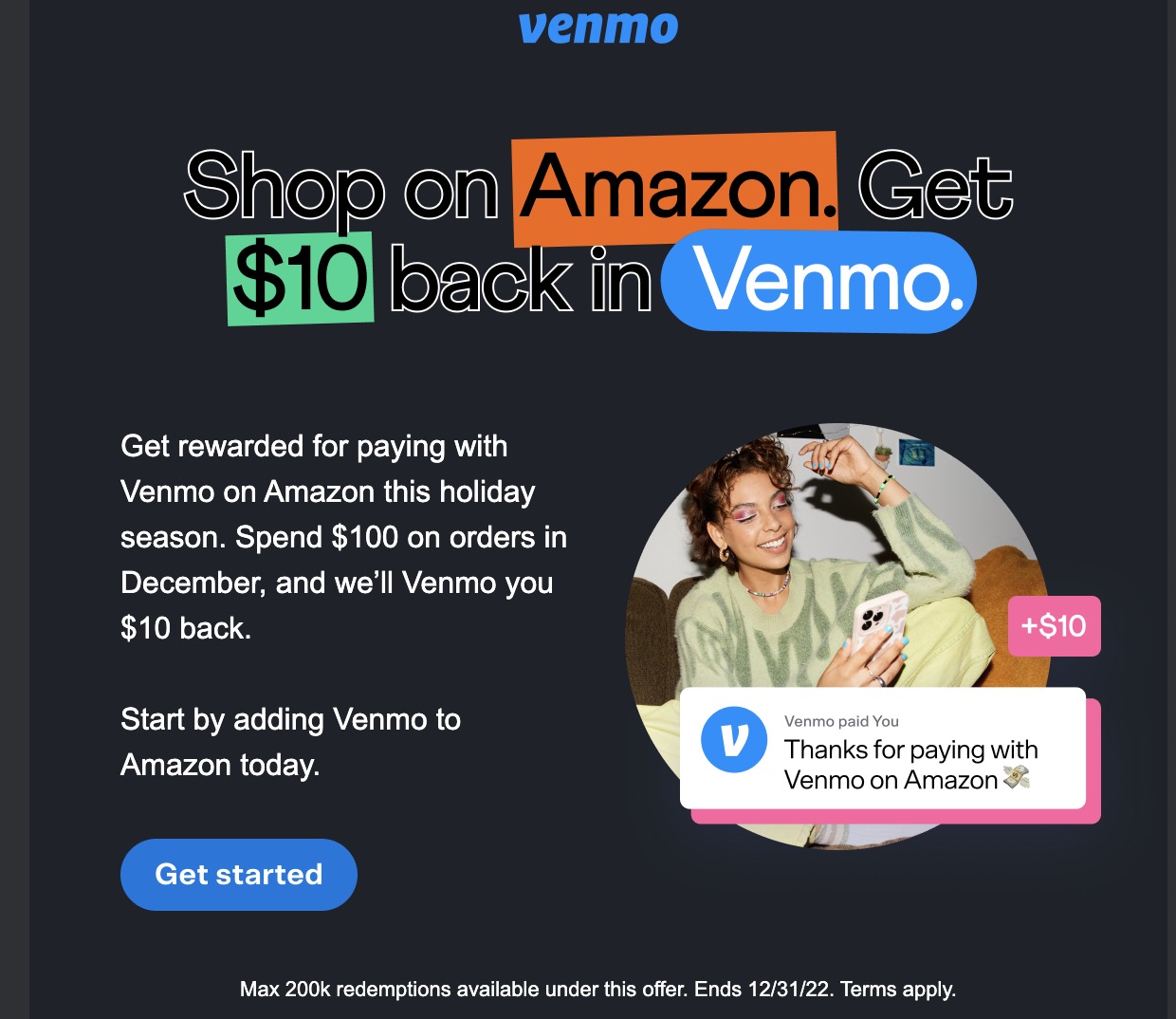 Amazon支持Venmo付款【2023.3更新：Targeted -，需要用code VENMO5】