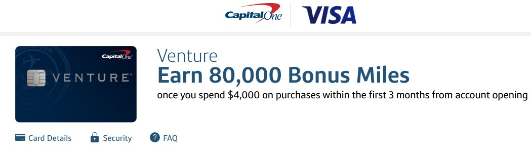 Capital One Venture 信用卡【2023.8更新：80K 开卡奖励】