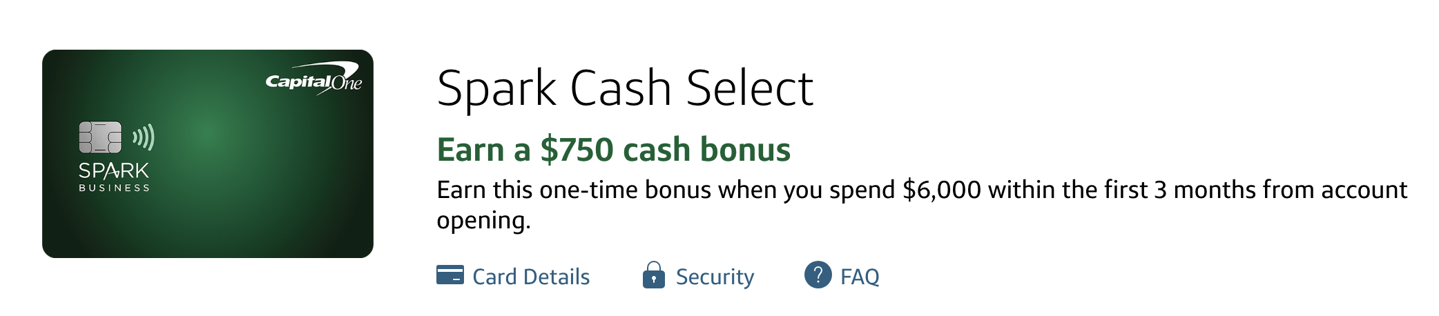Capital One Spark Cash Select商业信用卡【2023.8更新：史高0 开卡奖励】