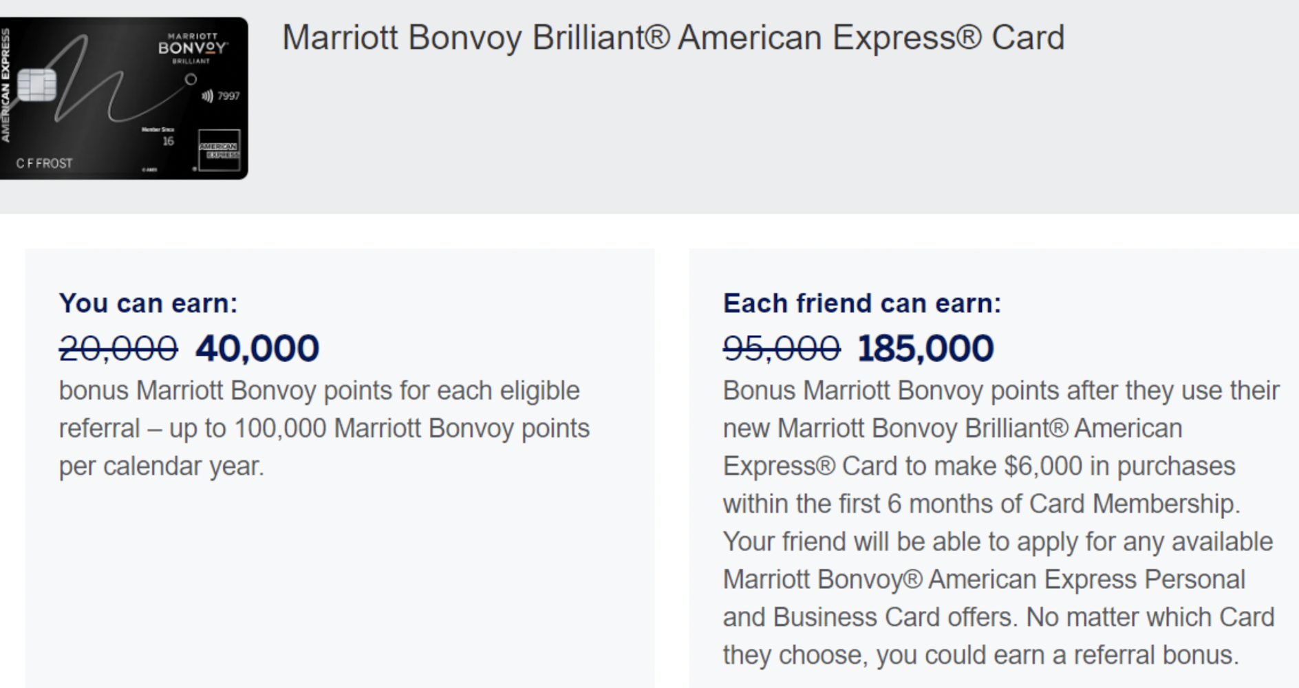 Amex Marriott Bonvoy Brilliant信用卡【2024.3更新2：10K副卡offer，上限4张；185K开卡奖励】